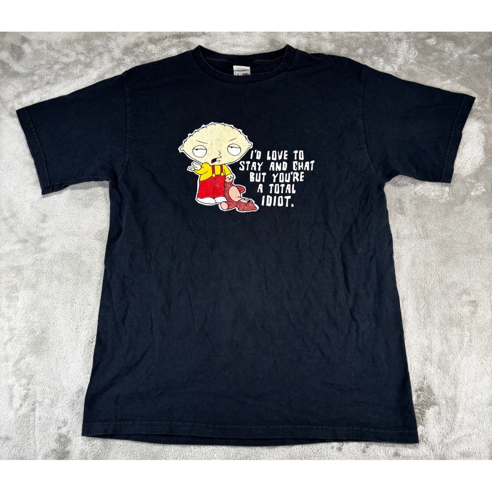 Fruit of the Loom Family Guy Stewie Griffin Shirt Mens L Black Good Graphic Tee